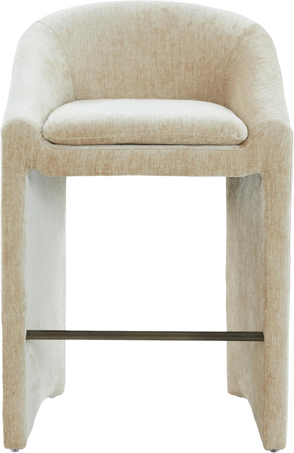 image:imageSAFAVIEH Couture Collection Kagan Taupe Chenille 31 Inch Bar Stool Upholstered BarHeight Seating with Curved Back Fully Assembled SFV4858DTaupe