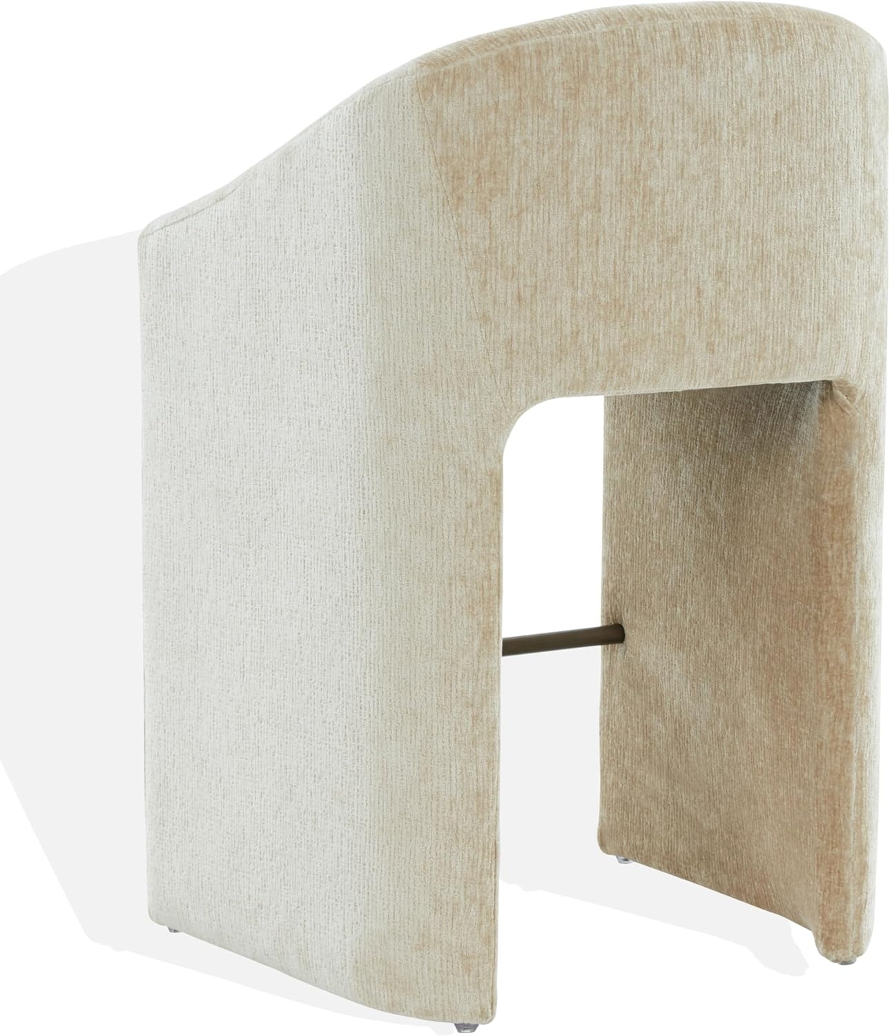 image:imageSAFAVIEH Couture Collection Kagan Taupe Chenille 31 Inch Bar Stool Upholstered BarHeight Seating with Curved Back Fully Assembled SFV4858DTaupe