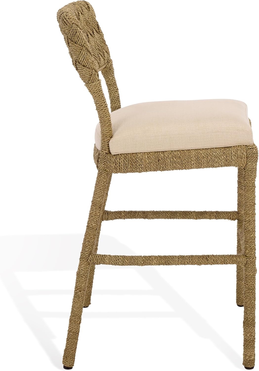 image:imageSAFAVIEH Couture Collection Rosemarie Woven Seagrass Counter Stool 25Inch Seat Height Cushioned CounterHeight Bar Stool for Kitchen Island Coastal Natural Style CWK2035ANaturalBeige