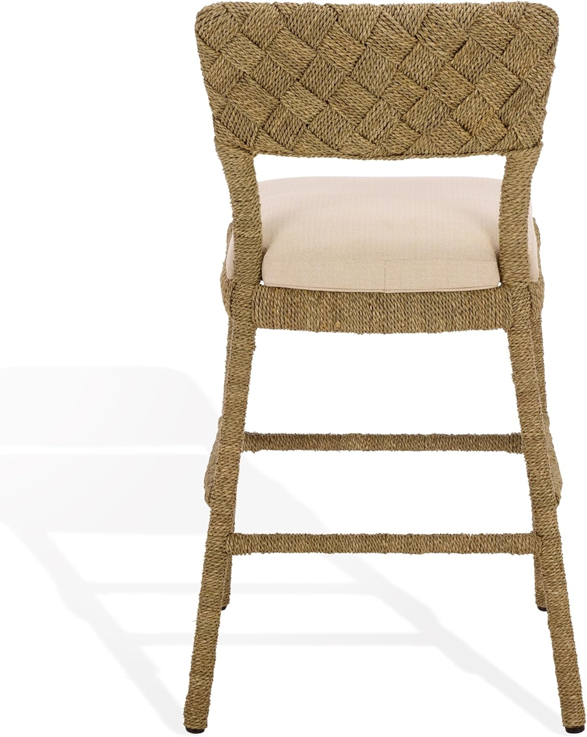 image:imageSAFAVIEH Couture Collection Rosemarie Woven Seagrass Counter Stool 25Inch Seat Height Cushioned CounterHeight Bar Stool for Kitchen Island Coastal Natural Style CWK2035ANaturalBeige