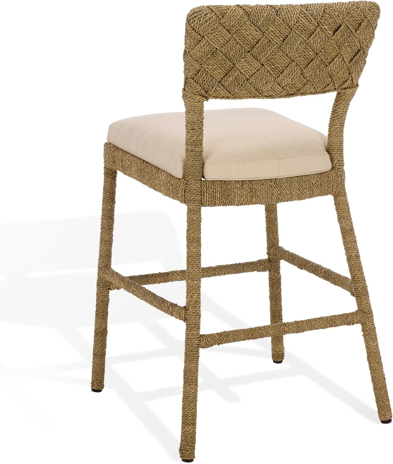 image:imageSAFAVIEH Couture Collection Rosemarie Woven Seagrass Counter Stool 25Inch Seat Height Cushioned CounterHeight Bar Stool for Kitchen Island Coastal Natural Style CWK2035ANaturalBeige