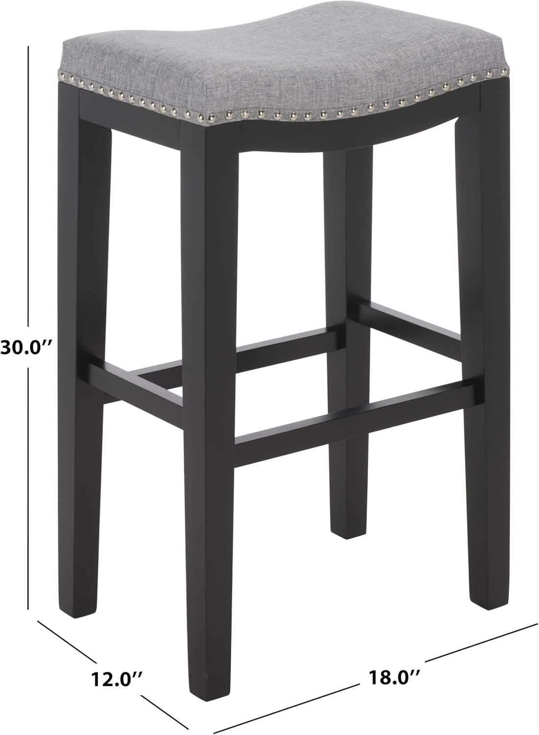 image:imageSAFAVIEH Furniture Amabi 30Inch Bar Stool Cream Linen amp Natural Brown Legs Solid Wood Ideal for Kitchen Dining Room BST5602AGreyBlack