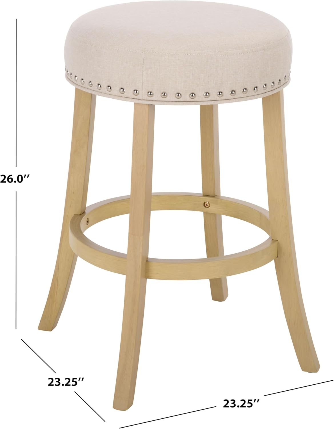 image:imageSAFAVIEH Furniture Amato 26Inch Counter Stool Grey Linen amp Black Legs Solid Wood Ideal for Kitchen Dining Room BST5600BCreamNatural