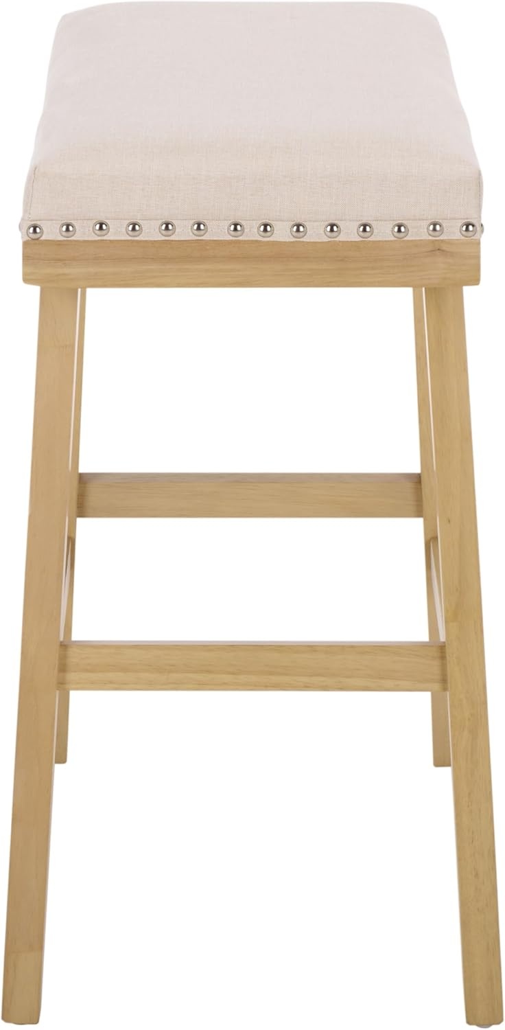 image:imageSAFAVIEH Furniture Minato 26Inch Counter Stool Grey Linen amp Black Legs Solid Wood Ideal for Kitchen Dining Room BST5601BCreamNatural