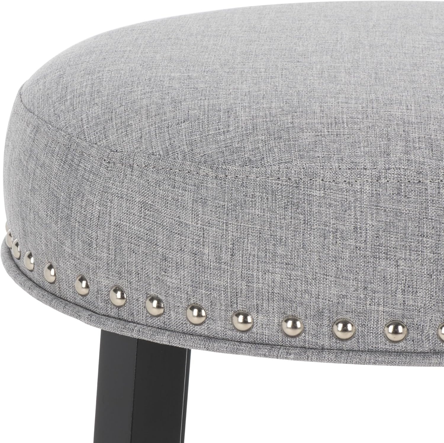 image:imageSAFAVIEH Furniture Mumbai 29Inch Bar Stool Grey Linen Seat amp Black Legs Solid Wood with Nailhead Trim Ideal for Kitchen Dining Room Bar Seating BST5606BGreyBlack