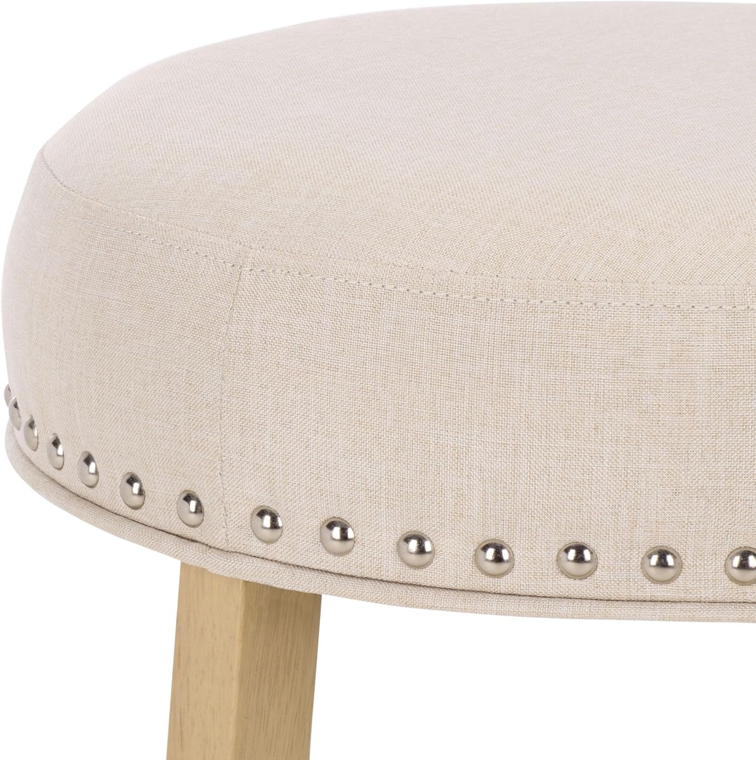 image:imageSAFAVIEH Furniture Mumbai 29Inch Bar Stool Grey Linen Seat amp Black Legs Solid Wood with Nailhead Trim Ideal for Kitchen Dining Room Bar Seating BST5606BCreamNatural