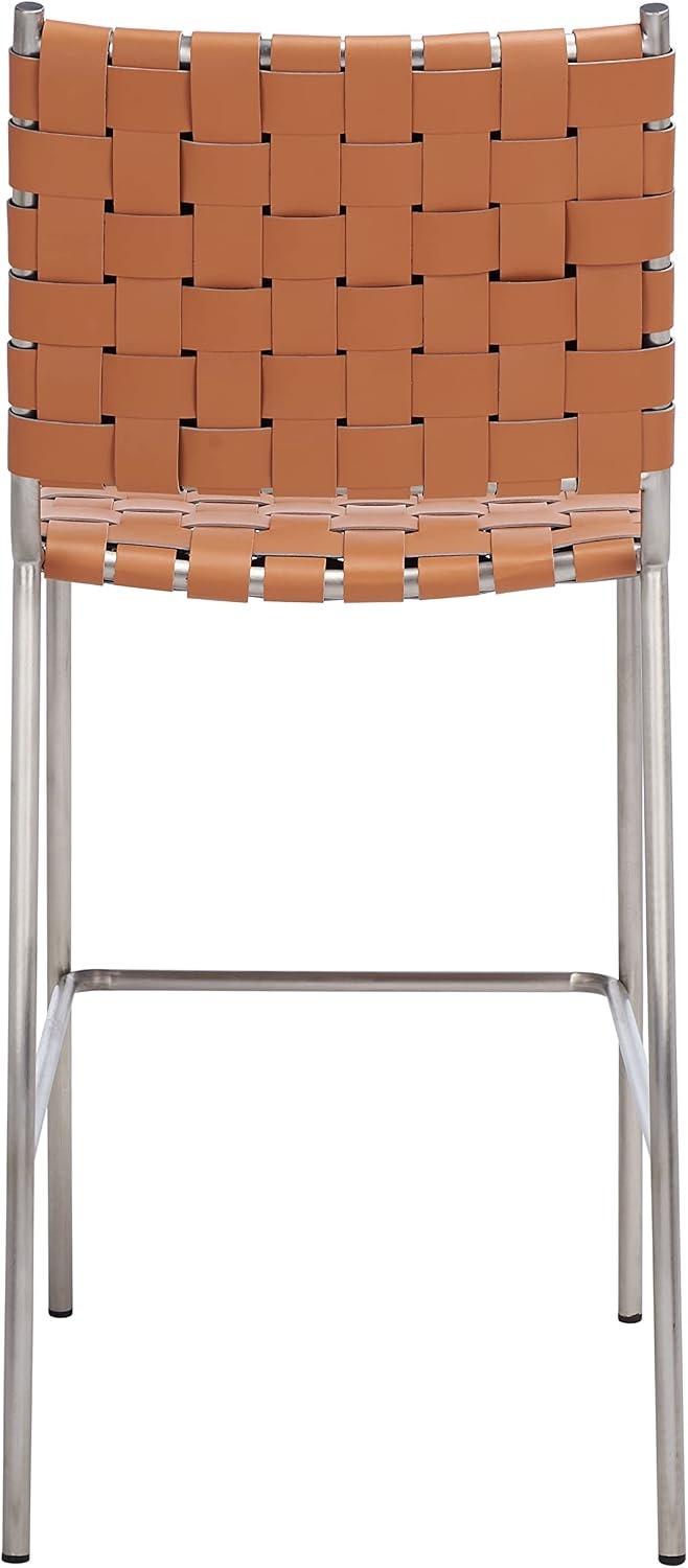 image:imageSAFAVIEH Home Collection Bahari White Woven LeatherBlack 26inch Kitchen Island Breakfast Nook Counter Stool Fully AssembledCognacSilver
