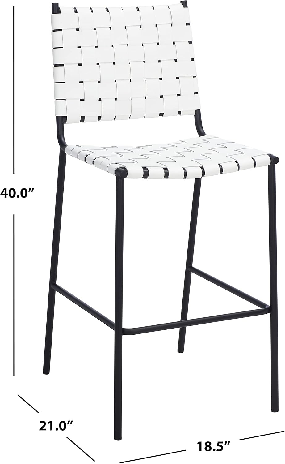 image:imageSAFAVIEH Home Collection Bahari White Woven LeatherBlack 26inch Kitchen Island Breakfast Nook Counter Stool Fully AssembledWhiteBlack