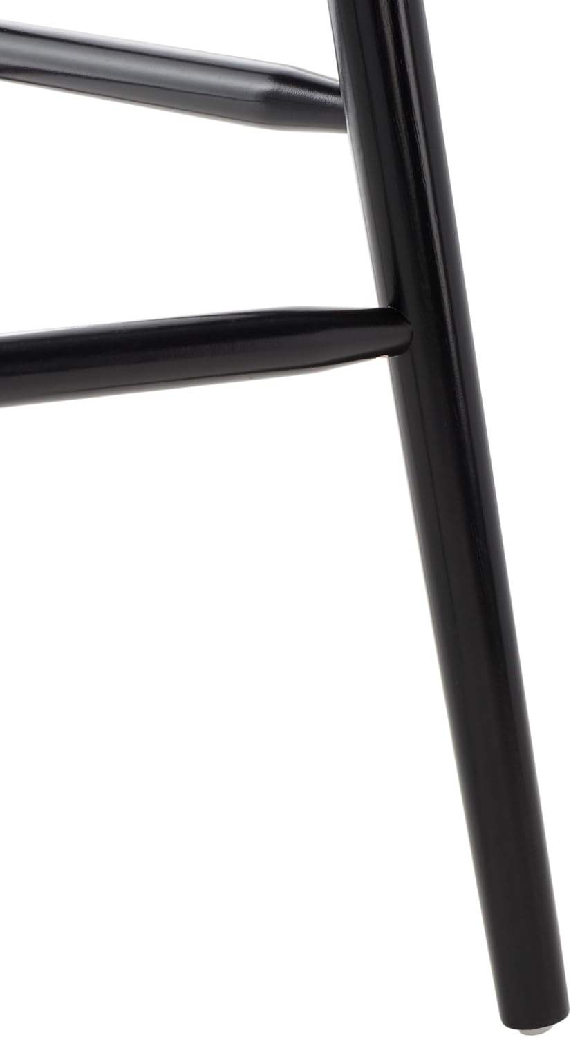 image:imageSAFAVIEH Home Collection Blanchard Farmhouse NaturalWhite Solid Wood Windsor Spindle 29inch Seat Height Bar Stool Set of 2Black