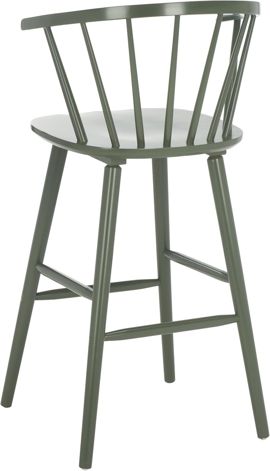 image:imageSAFAVIEH Home Collection Blanchard Farmhouse NaturalWhite Solid Wood Windsor Spindle 29inch Seat Height Bar Stool Set of 2Dusty Green