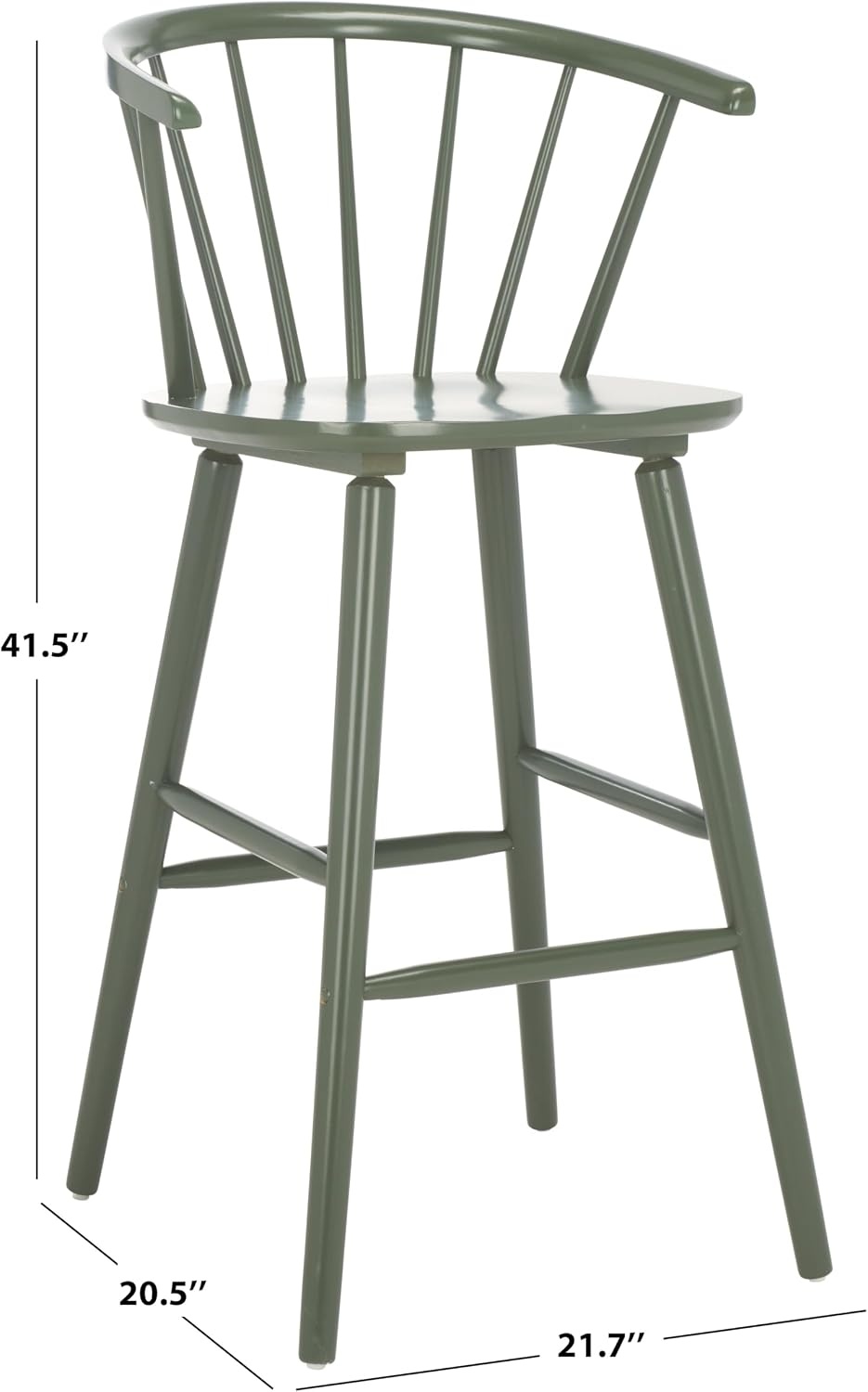 image:imageSAFAVIEH Home Collection Blanchard Farmhouse NaturalWhite Solid Wood Windsor Spindle 29inch Seat Height Bar Stool Set of 2Dusty Green