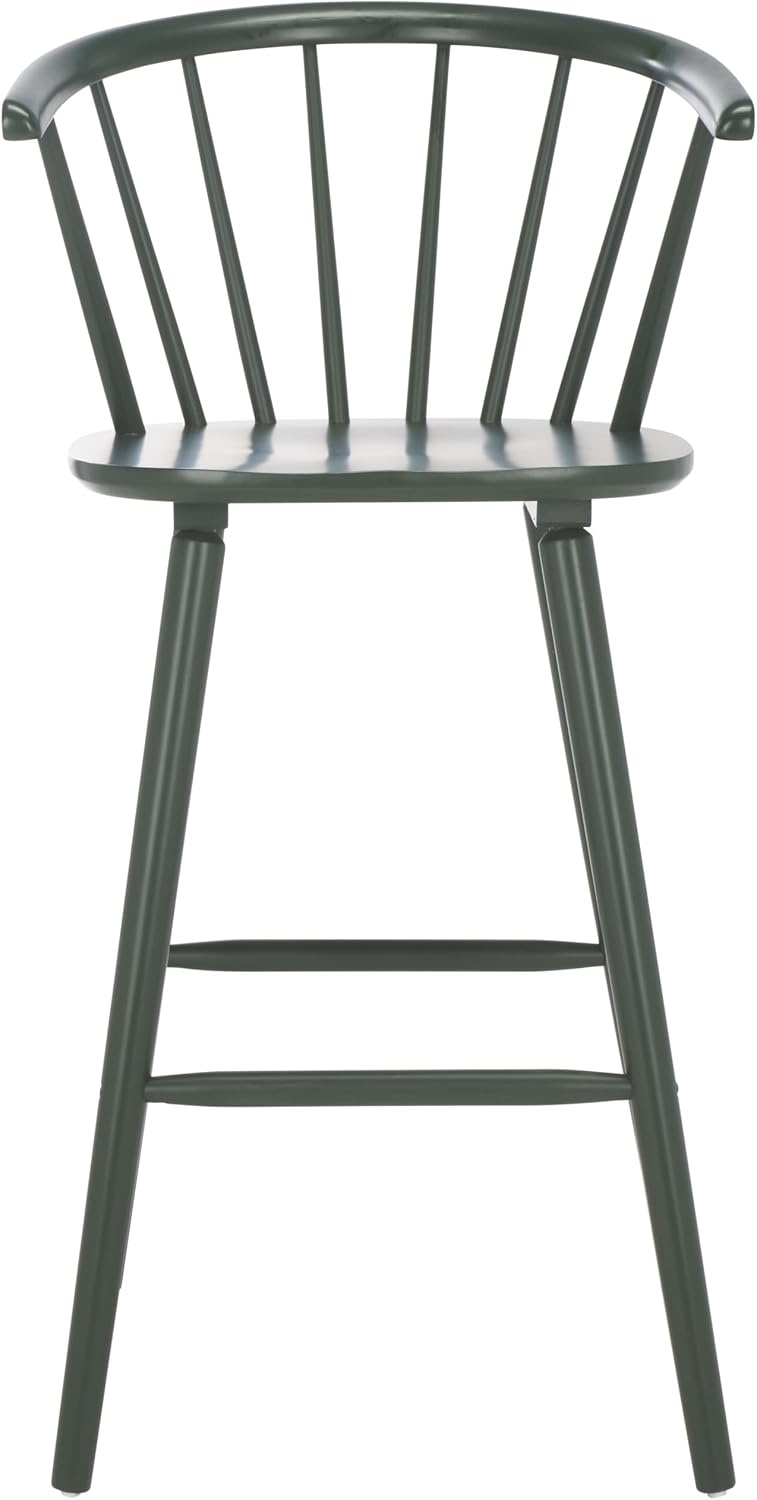 image:imageSAFAVIEH Home Collection Blanchard Farmhouse NaturalWhite Solid Wood Windsor Spindle 29inch Seat Height Bar Stool Set of 2Garden Green