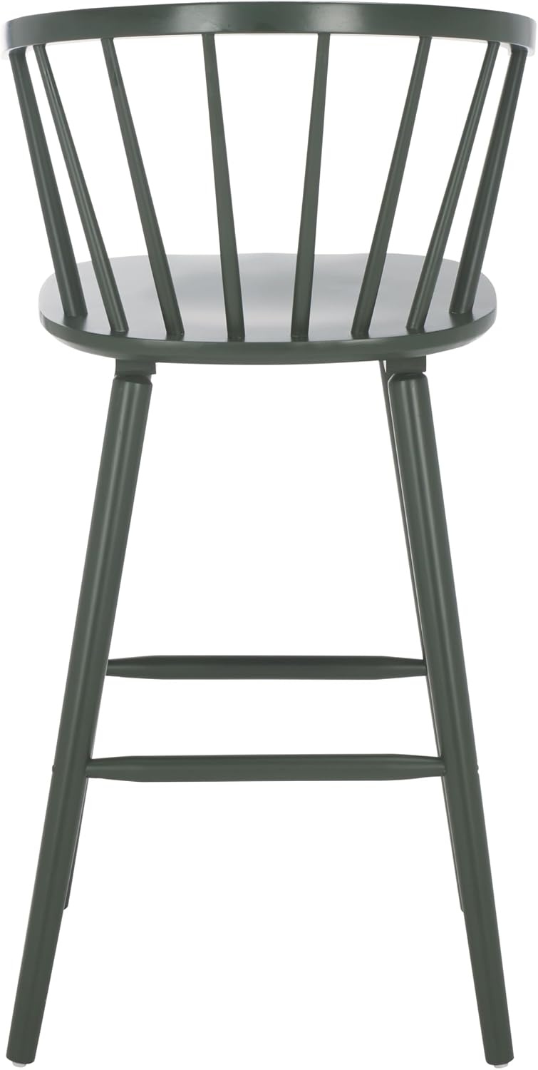image:imageSAFAVIEH Home Collection Blanchard Farmhouse NaturalWhite Solid Wood Windsor Spindle 29inch Seat Height Bar Stool Set of 2Garden Green