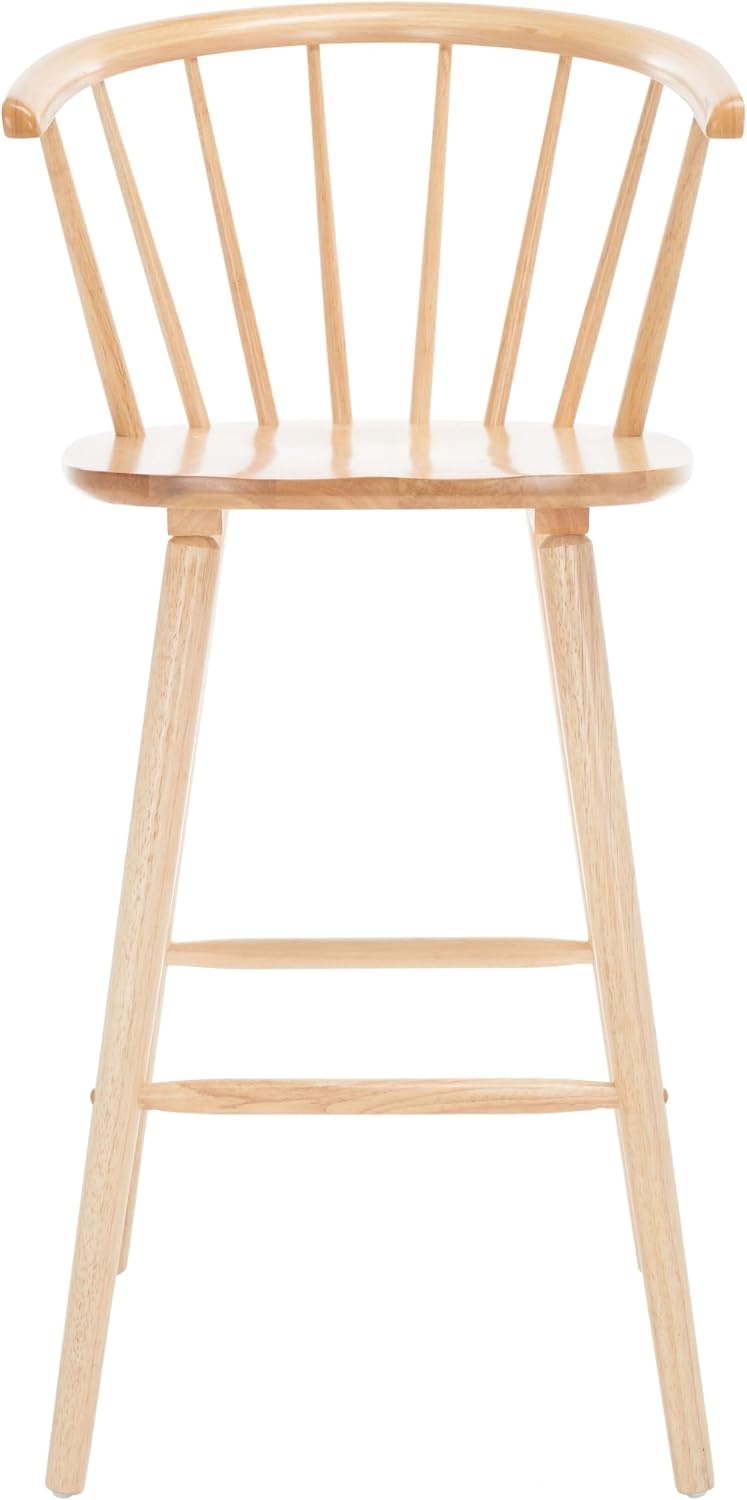 image:imageSAFAVIEH Home Collection Blanchard Farmhouse NaturalWhite Solid Wood Windsor Spindle 29inch Seat Height Bar Stool Set of 2Natural