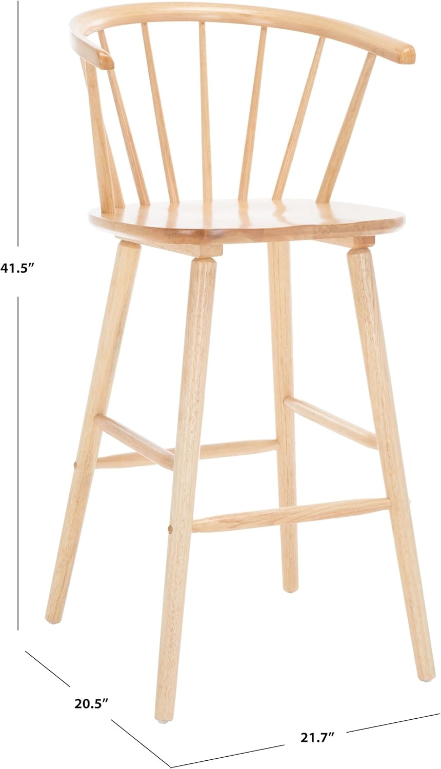 image:imageSAFAVIEH Home Collection Blanchard Farmhouse NaturalWhite Solid Wood Windsor Spindle 29inch Seat Height Bar Stool Set of 2Natural