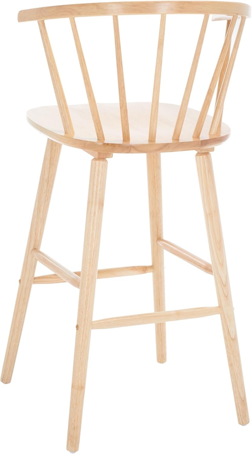 image:imageSAFAVIEH Home Collection Blanchard Farmhouse NaturalWhite Solid Wood Windsor Spindle 29inch Seat Height Bar Stool Set of 2Natural