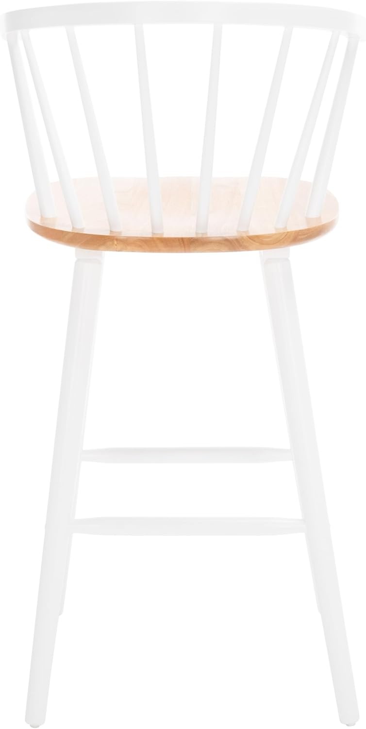 image:imageSAFAVIEH Home Collection Blanchard Farmhouse NaturalWhite Solid Wood Windsor Spindle 29inch Seat Height Bar Stool Set of 2NaturalWhite