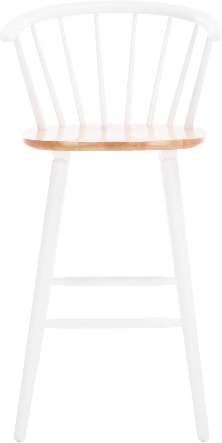 image:imageSAFAVIEH Home Collection Blanchard Farmhouse NaturalWhite Solid Wood Windsor Spindle 29inch Seat Height Bar Stool Set of 2NaturalWhite