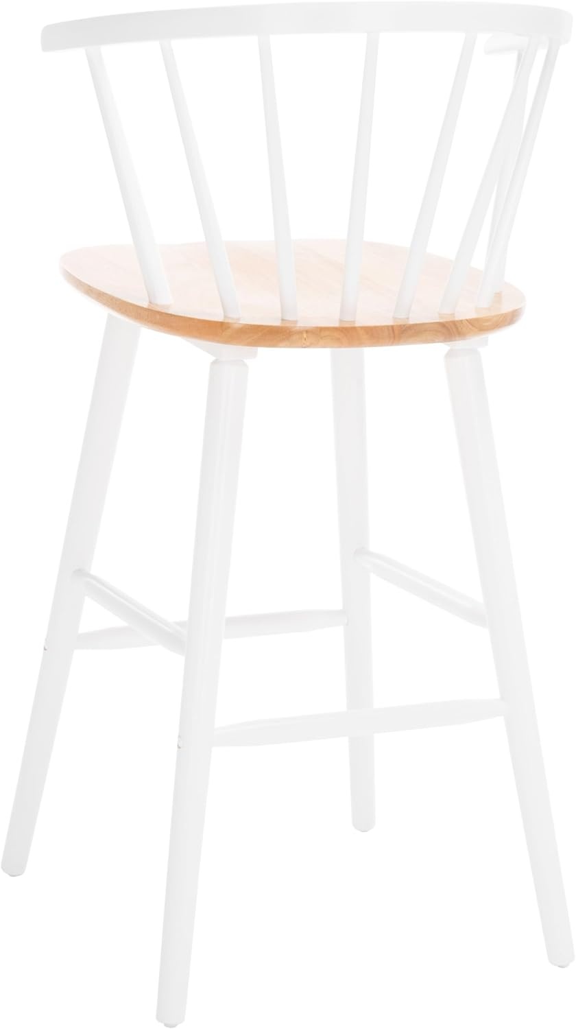 image:imageSAFAVIEH Home Collection Blanchard Farmhouse NaturalWhite Solid Wood Windsor Spindle 29inch Seat Height Bar Stool Set of 2NaturalWhite