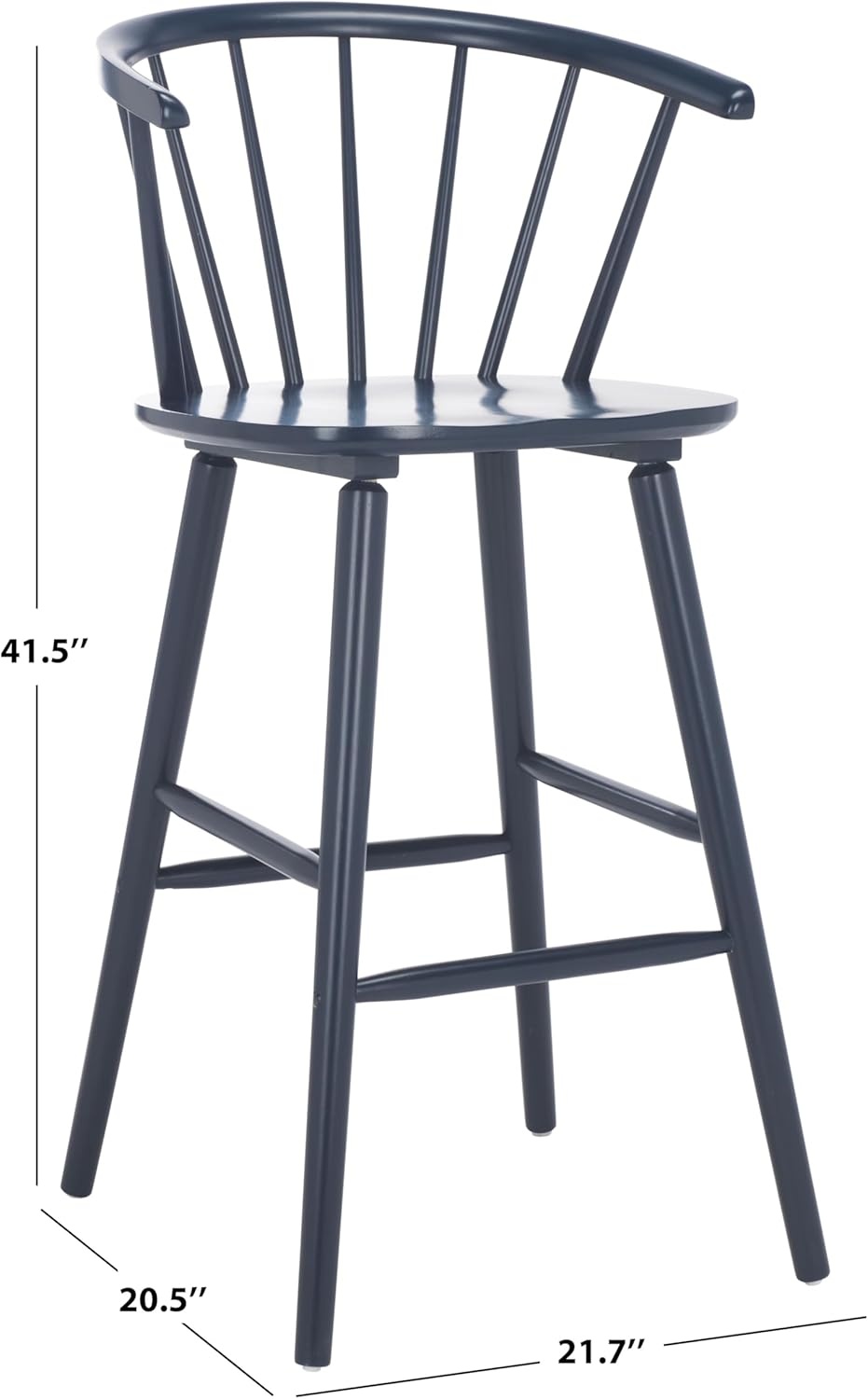 image:imageSAFAVIEH Home Collection Blanchard Farmhouse NaturalWhite Solid Wood Windsor Spindle 29inch Seat Height Bar Stool Set of 2Navy