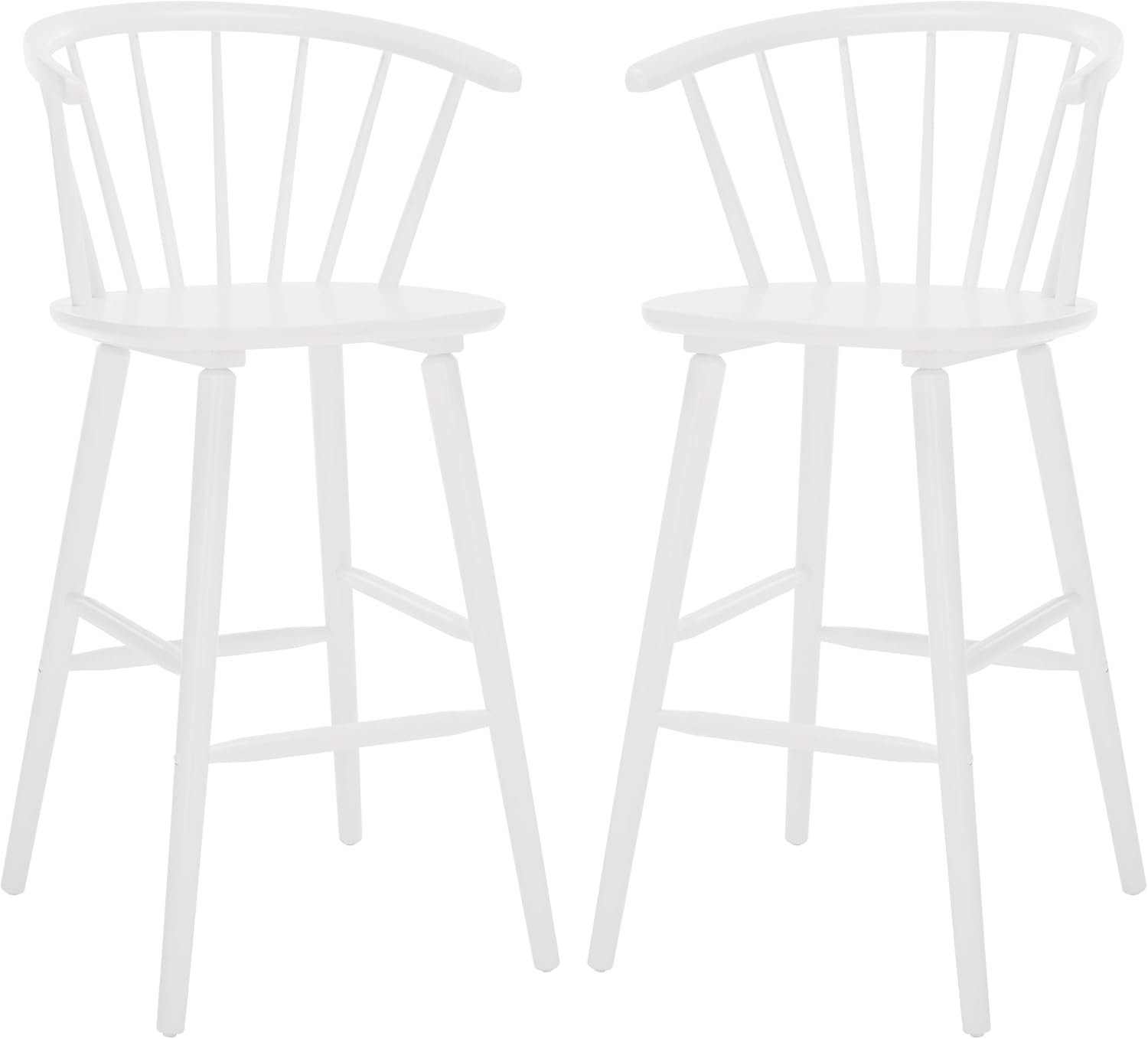 image:imageSAFAVIEH Home Collection Blanchard Farmhouse NaturalWhite Solid Wood Windsor Spindle 29inch Seat Height Bar Stool Set of 2White