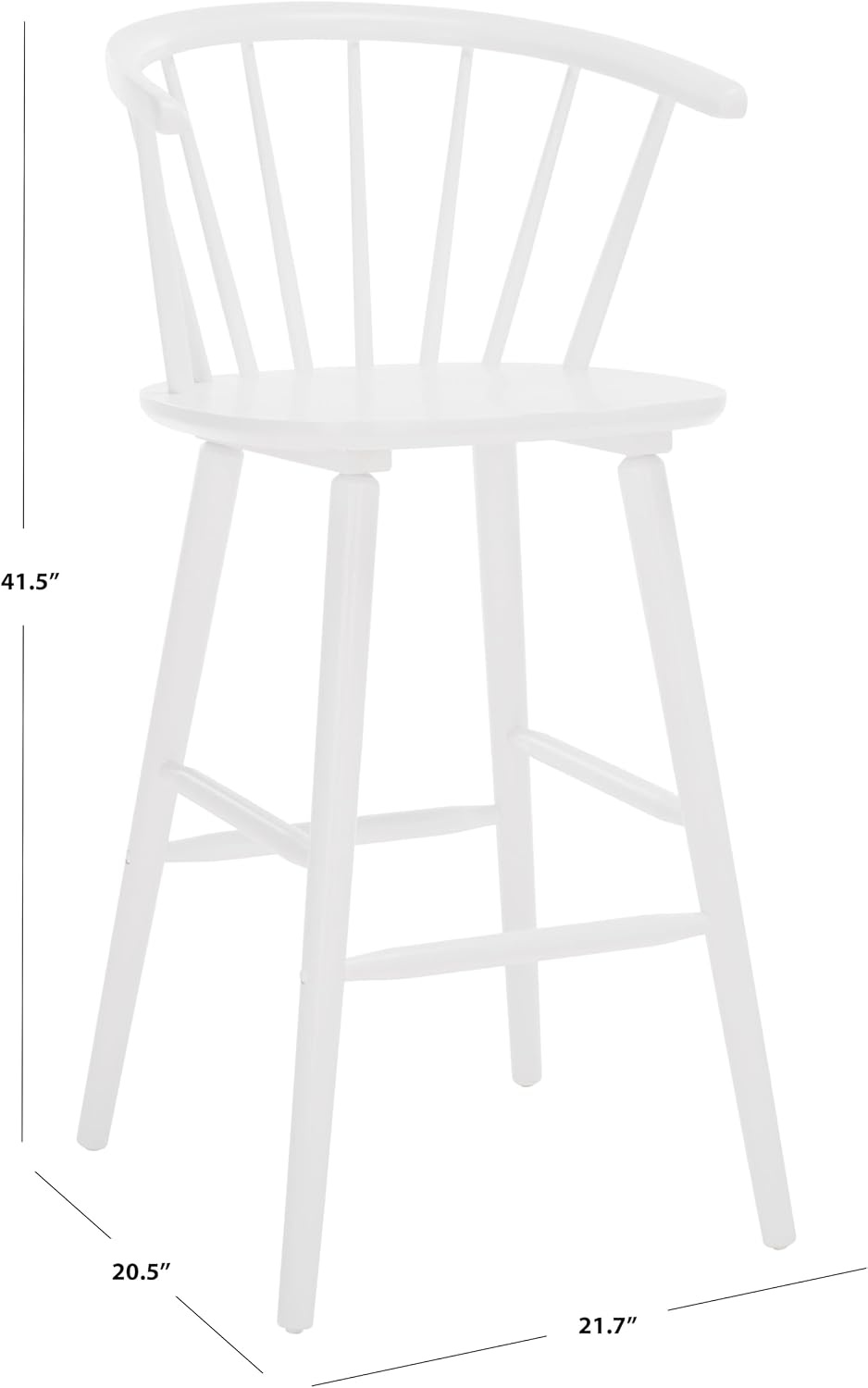 image:imageSAFAVIEH Home Collection Blanchard Farmhouse NaturalWhite Solid Wood Windsor Spindle 29inch Seat Height Bar Stool Set of 2White