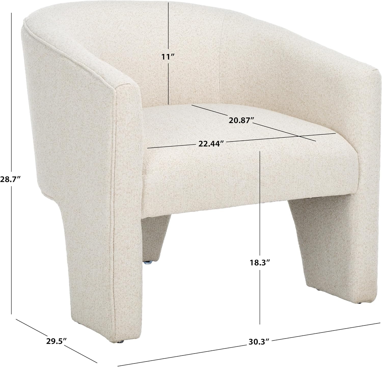 image:imageSAFAVIEH Home Collection Lahela Modern Cream Barrel Back Accent Chair Fully AssembledCream