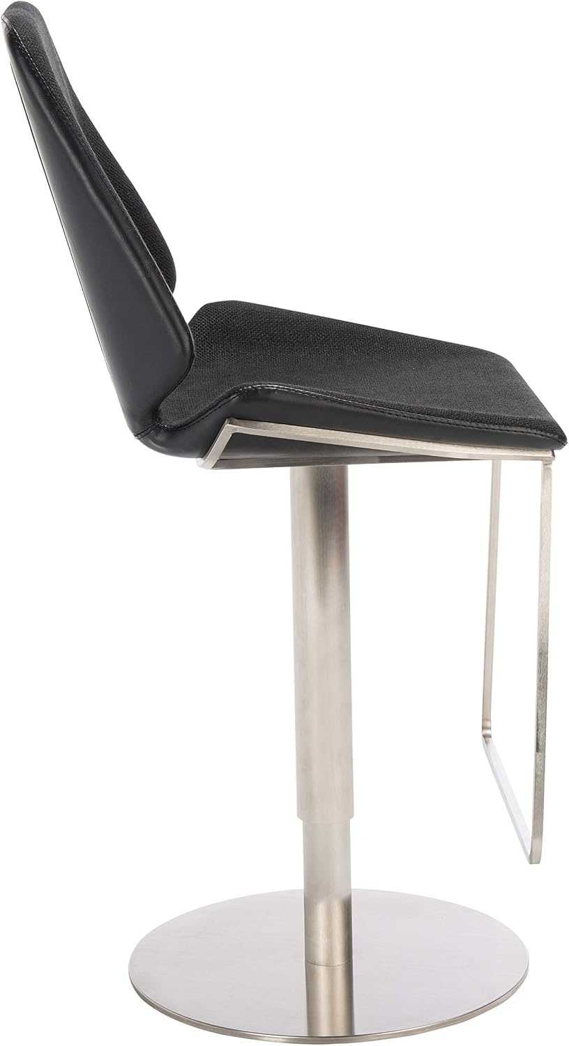 image:imageSAFAVIEH Home Collection Pierro Black Faux LeatherGold Adjustable Gas Lift Bar StoolBlack Brushed Nickle