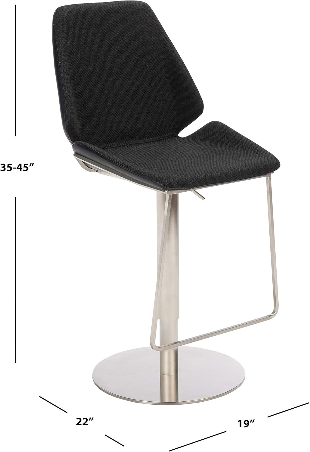 image:imageSAFAVIEH Home Collection Pierro Black Faux LeatherGold Adjustable Gas Lift Bar StoolBlack Brushed Nickle