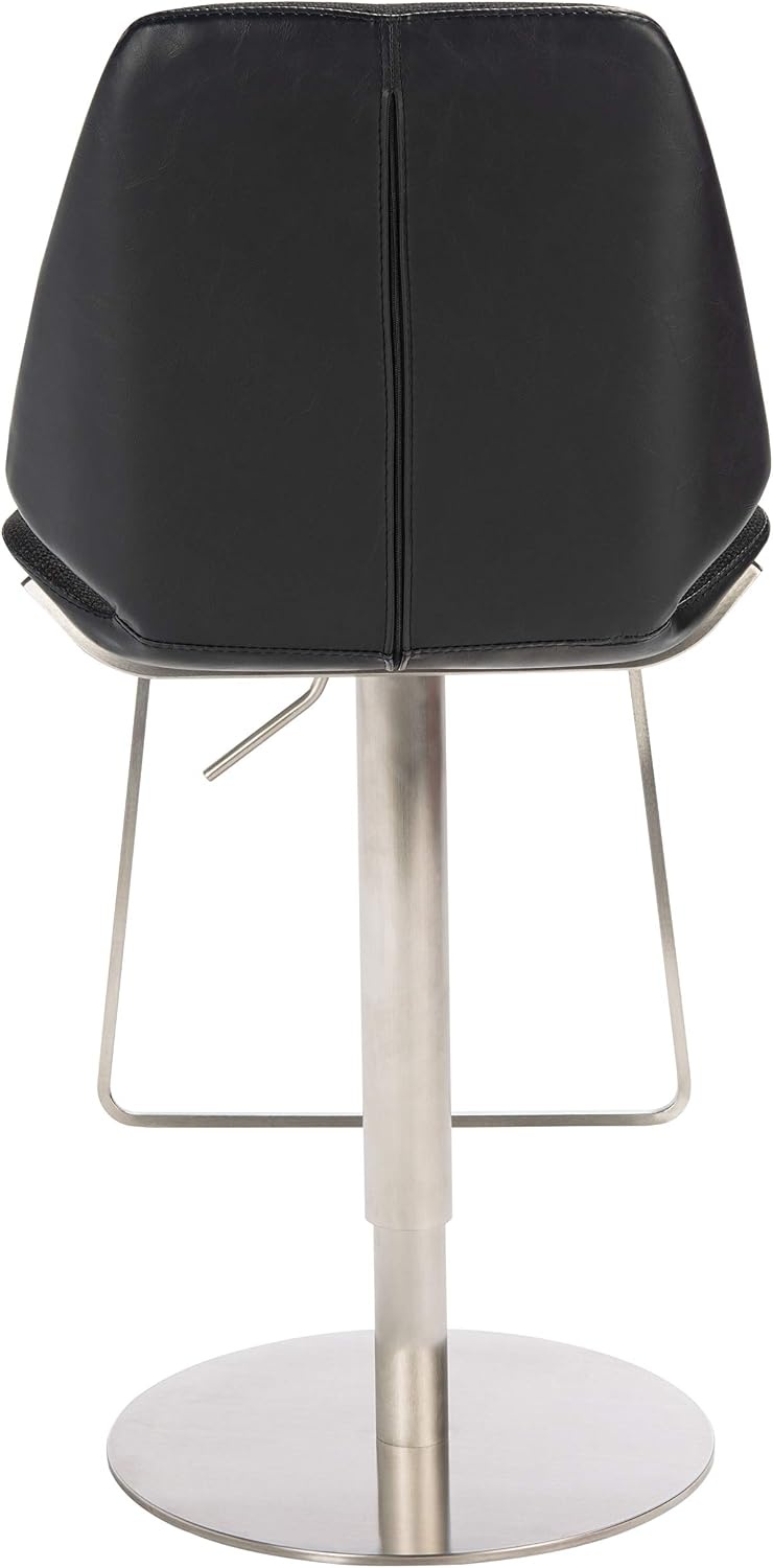 image:imageSAFAVIEH Home Collection Pierro Black Faux LeatherGold Adjustable Gas Lift Bar StoolBlack Brushed Nickle