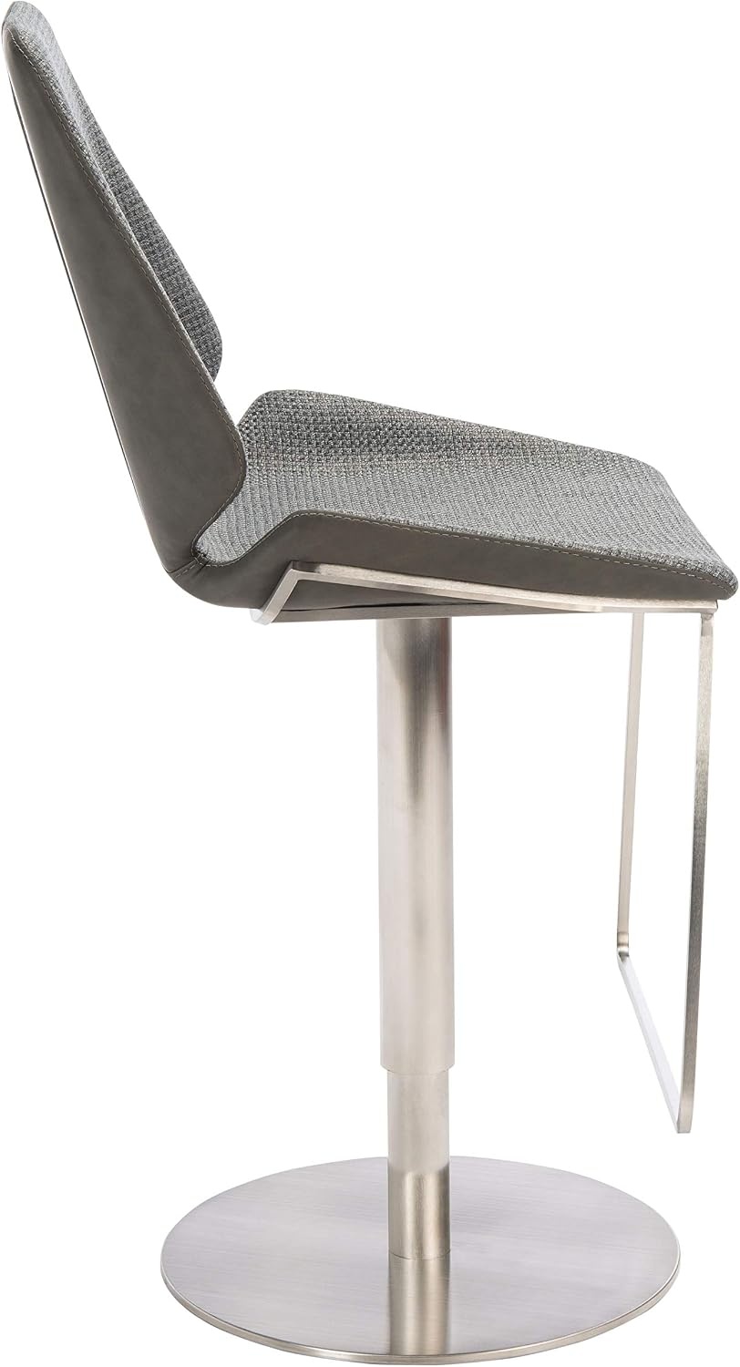 image:imageSAFAVIEH Home Collection Pierro Black Faux LeatherGold Adjustable Gas Lift Bar StoolGrey Brushed Nickle