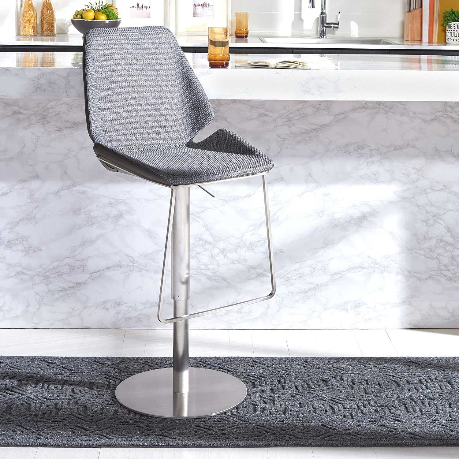 image:imageSAFAVIEH Home Collection Pierro Black Faux LeatherGold Adjustable Gas Lift Bar StoolGrey Brushed Nickle