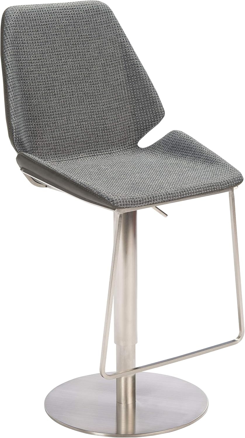 image:imageSAFAVIEH Home Collection Pierro Black Faux LeatherGold Adjustable Gas Lift Bar StoolGrey Brushed Nickle
