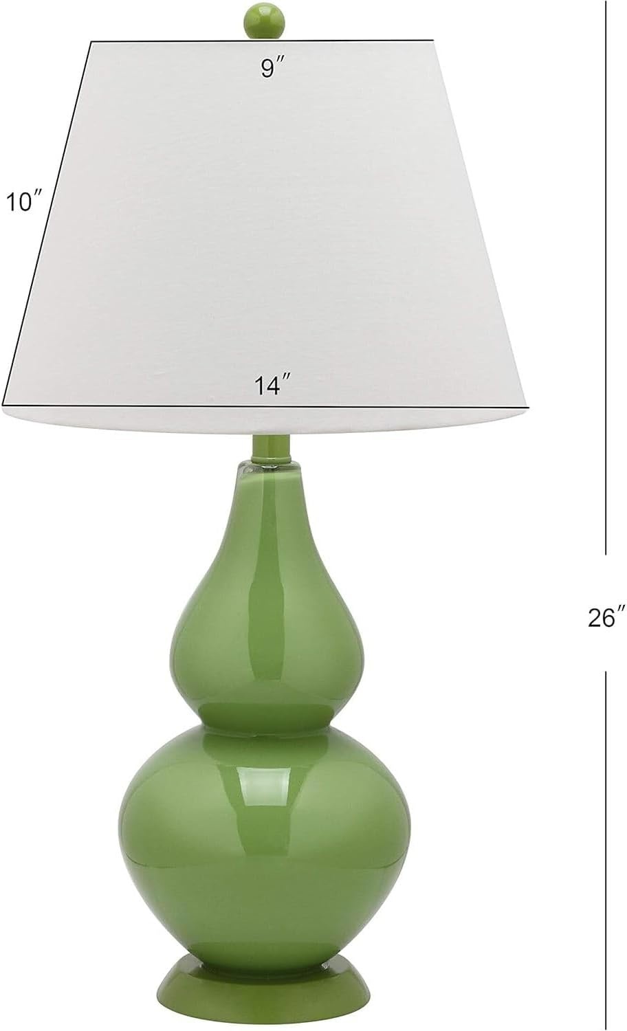 image:imageSAFAVIEH Lighting Collection Cybil Modern Contemporary Blood Orange Double Gourd Glass 27inch Bedroom Living Room Home Office Desk Nightstand Table Lamp Set of 2 LED Bulbs IncludedGreen Set of 2