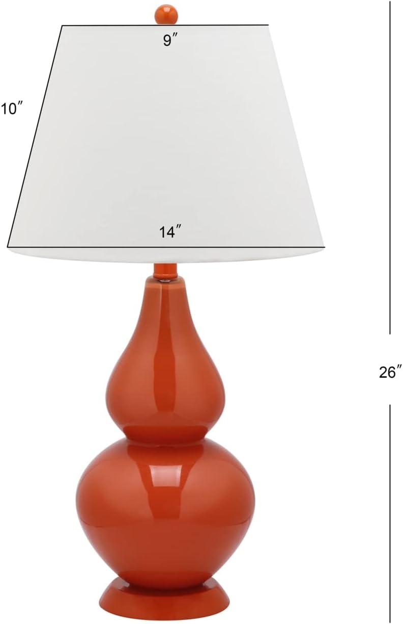 image:imageSAFAVIEH Lighting Collection Cybil Modern Contemporary Blood Orange Double Gourd Glass 27inch Bedroom Living Room Home Office Desk Nightstand Table Lamp Set of 2 LED Bulbs IncludedOrange Set of 2