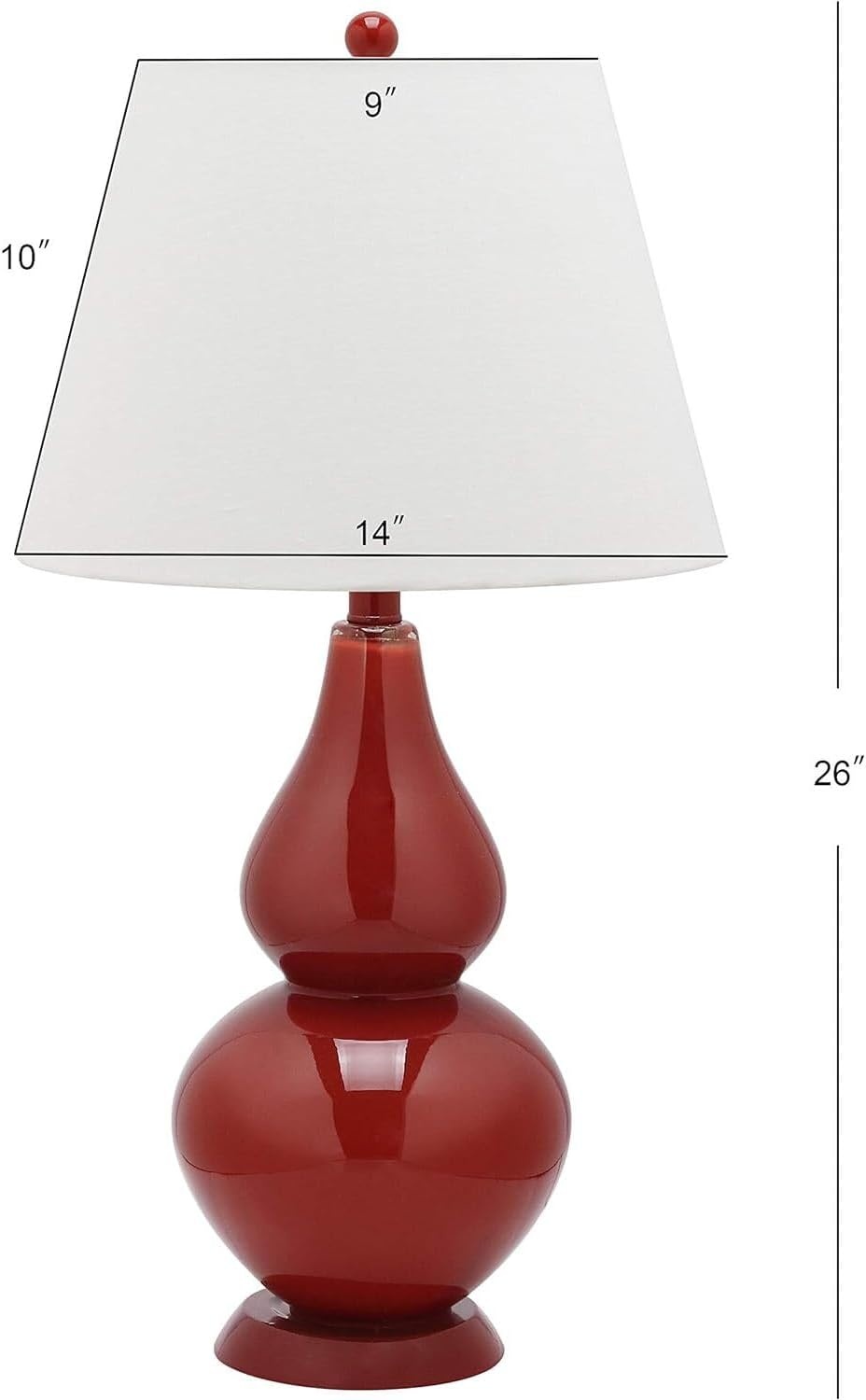 image:imageSAFAVIEH Lighting Collection Cybil Modern Contemporary Blood Orange Double Gourd Glass 27inch Bedroom Living Room Home Office Desk Nightstand Table Lamp Set of 2 LED Bulbs IncludedRed Set of 2