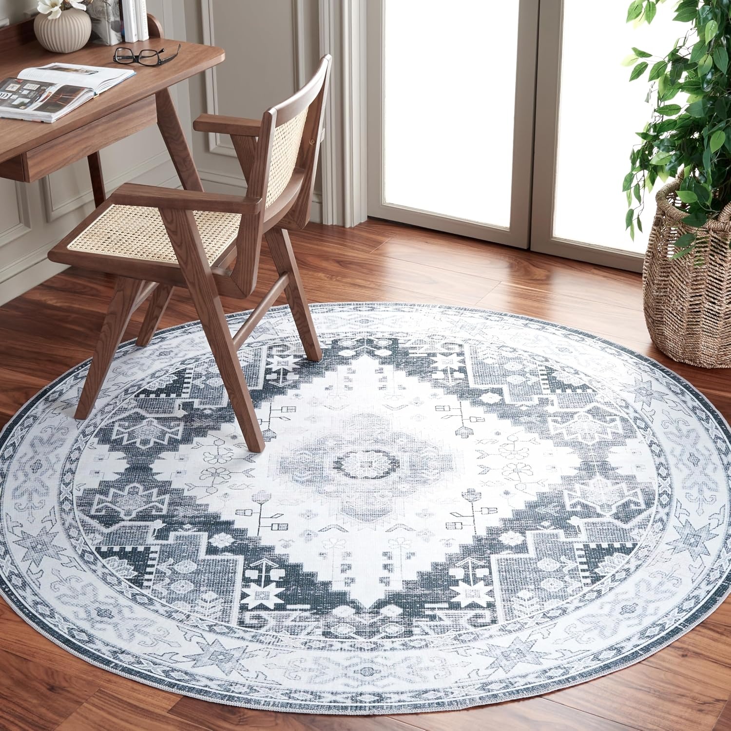 image:imageSAFAVIEH Washable Rug Arizona Collection 5 x 8 Grey Green amp Ivory Slip Resistant amp Easy to Clean Ideal for Living Room Bedroom Home Office Dining Space ARZ107FGrey GreenIvory