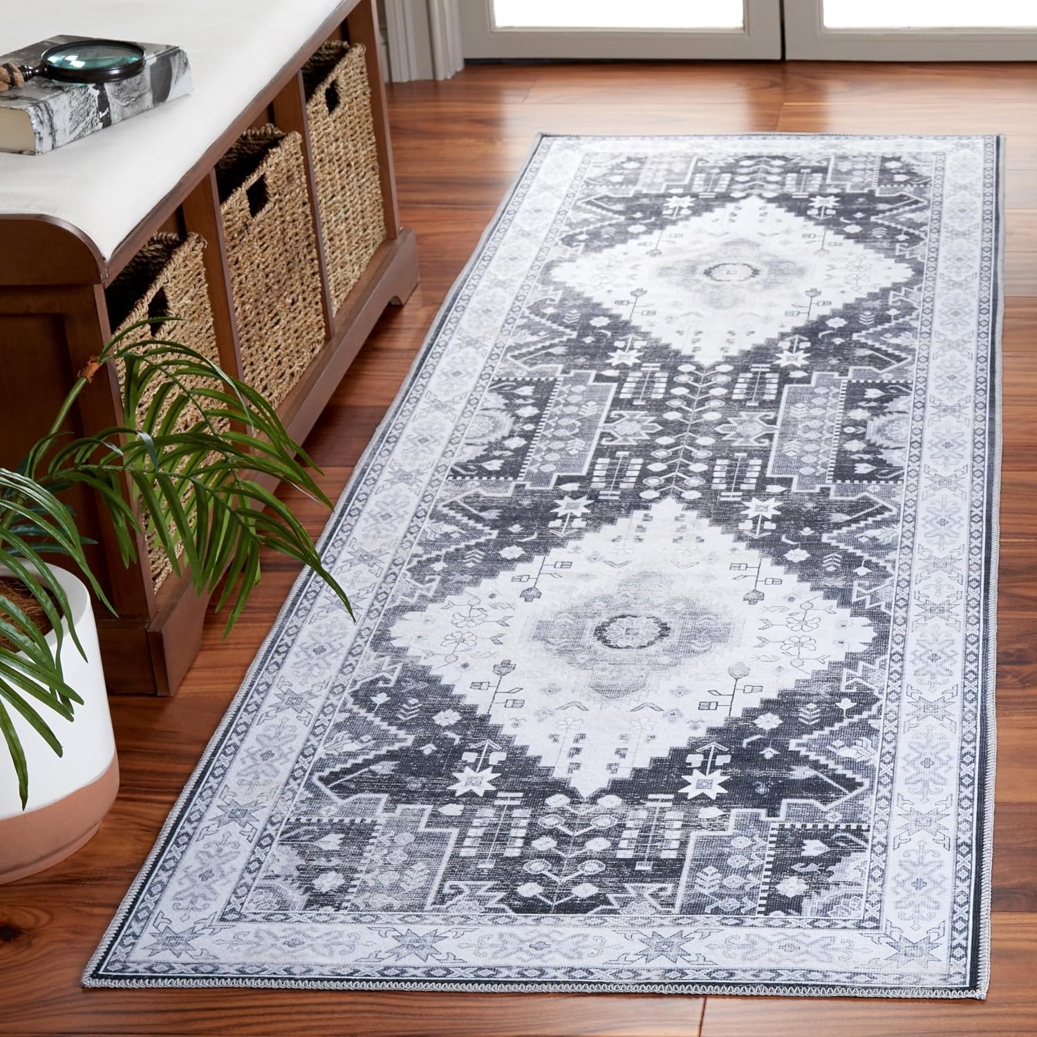 image:imageSAFAVIEH Washable Rug Arizona Collection 5 x 8 Grey Green amp Ivory Slip Resistant amp Easy to Clean Ideal for Living Room Bedroom Home Office Dining Space ARZ107FGrey GreenIvory