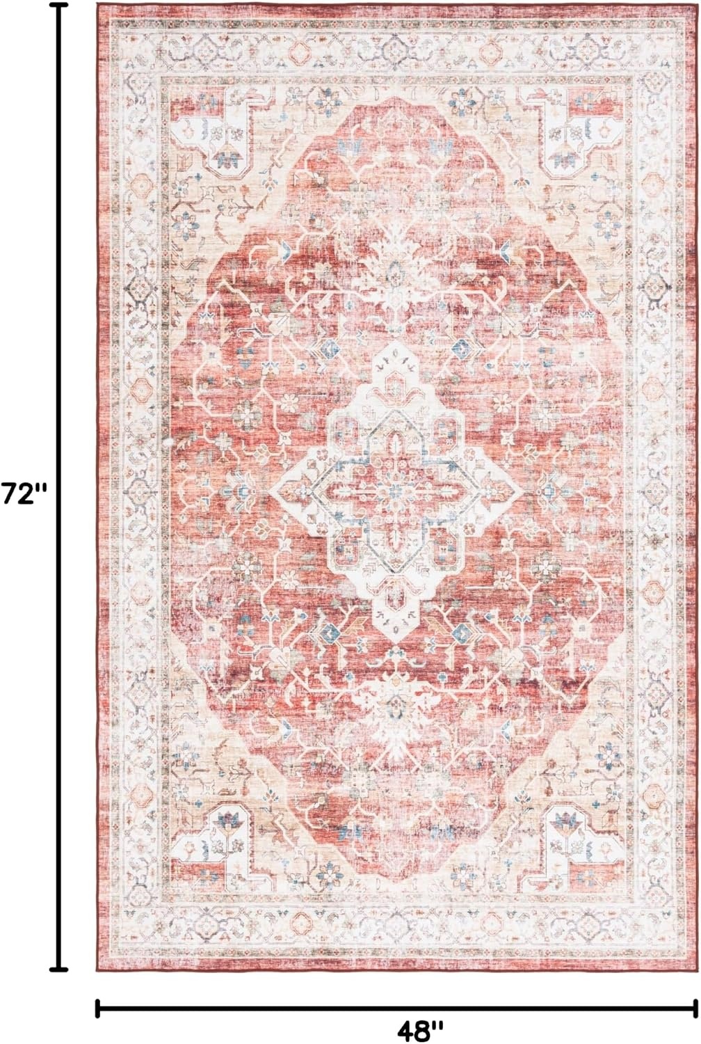 image:imageSAFAVIEH Washable Rug Arizona Collection 5 x 8 Rust amp Gold Slip Resistant amp Easy to Clean Ideal for Living Room Bedroom Home Office Dining Space ARZ556QRustGold