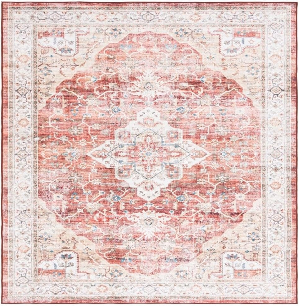 image:imageSAFAVIEH Washable Rug Arizona Collection 5 x 8 Rust amp Gold Slip Resistant amp Easy to Clean Ideal for Living Room Bedroom Home Office Dining Space ARZ556QRustGold
