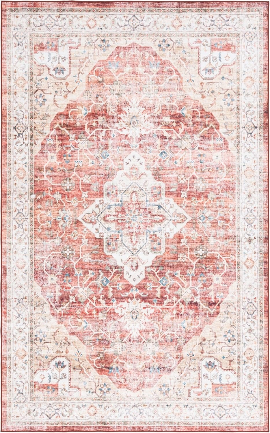 image:imageSAFAVIEH Washable Rug Arizona Collection 5 x 8 Rust amp Gold Slip Resistant amp Easy to Clean Ideal for Living Room Bedroom Home Office Dining Space ARZ556QRustGold