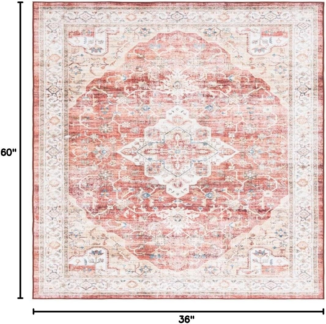 image:imageSAFAVIEH Washable Rug Arizona Collection 5 x 8 Rust amp Gold Slip Resistant amp Easy to Clean Ideal for Living Room Bedroom Home Office Dining Space ARZ556QRustGold