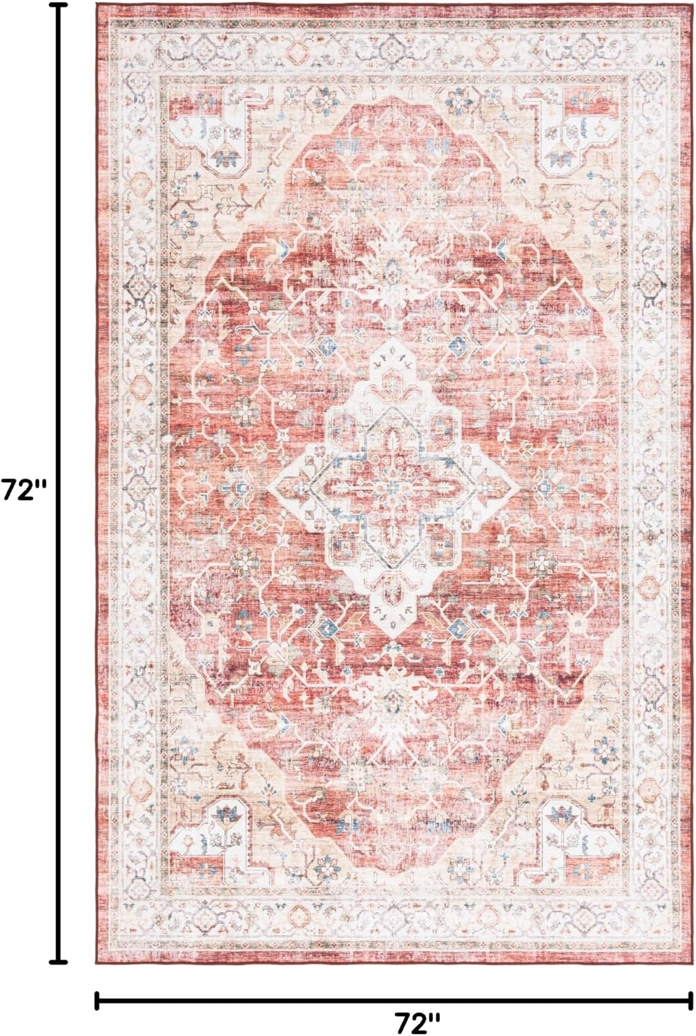 image:imageSAFAVIEH Washable Rug Arizona Collection 5 x 8 Rust amp Gold Slip Resistant amp Easy to Clean Ideal for Living Room Bedroom Home Office Dining Space ARZ556QRustGold