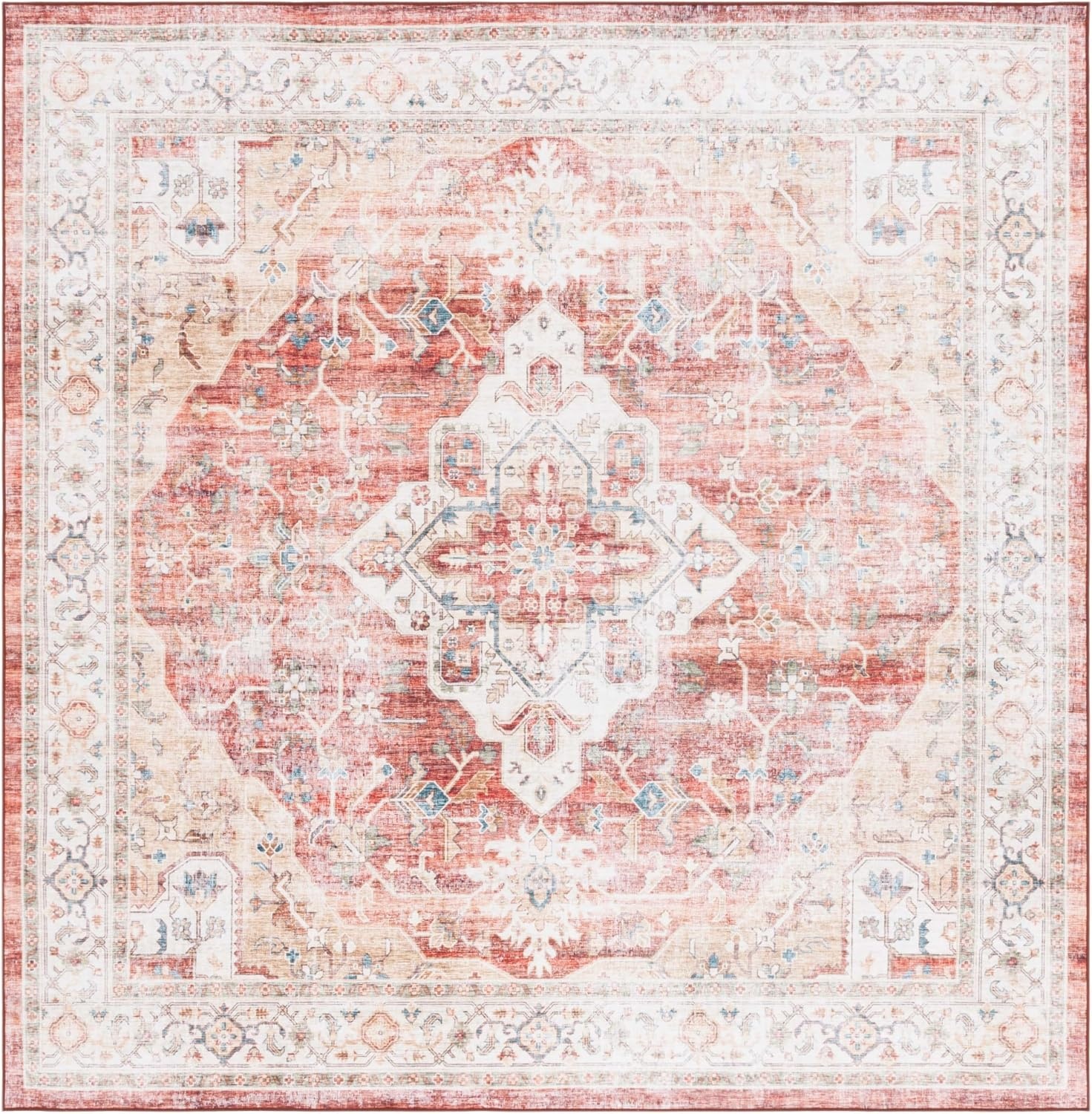 image:imageSAFAVIEH Washable Rug Arizona Collection 5 x 8 Rust amp Gold Slip Resistant amp Easy to Clean Ideal for Living Room Bedroom Home Office Dining Space ARZ556QRustGold