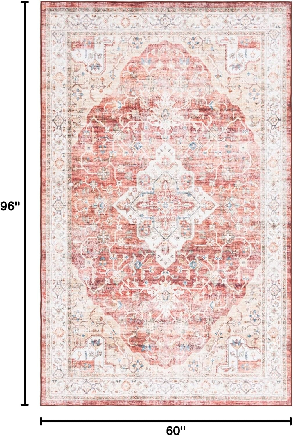 image:imageSAFAVIEH Washable Rug Arizona Collection 5 x 8 Rust amp Gold Slip Resistant amp Easy to Clean Ideal for Living Room Bedroom Home Office Dining Space ARZ556QRustGold