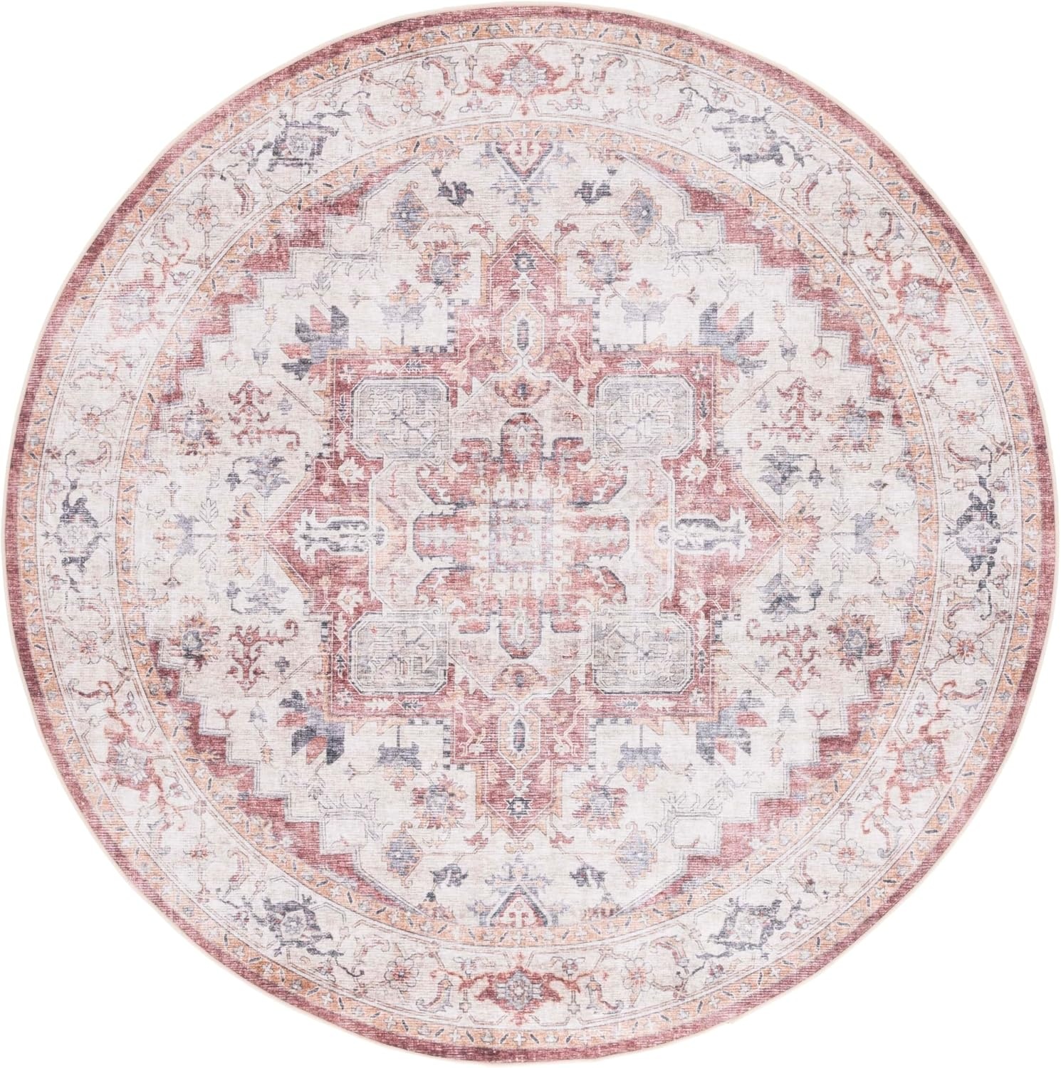 image:imageSAFAVIEH Washable Rug Arizona Collection 8 x 10 Blue amp Beige Slip Resistant amp Easy to Clean Ideal for Living Room Bedroom Home Office Dining Space ARZ523MBeigeRust