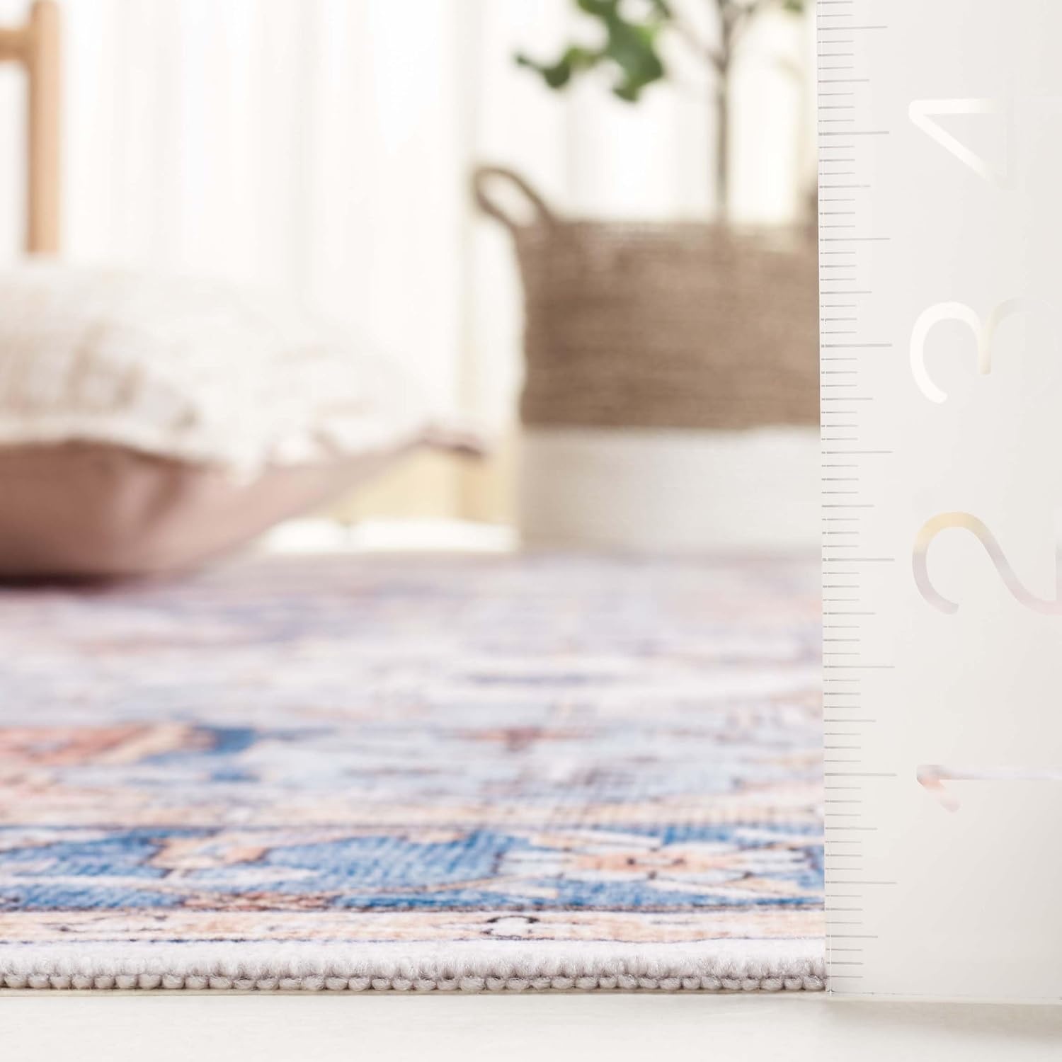 image:imageSAFAVIEH Washable Rug Arizona Collection 8 x 10 Blue amp Beige Slip Resistant amp Easy to Clean Ideal for Living Room Bedroom Home Office Dining Space ARZ523MBlueBeige