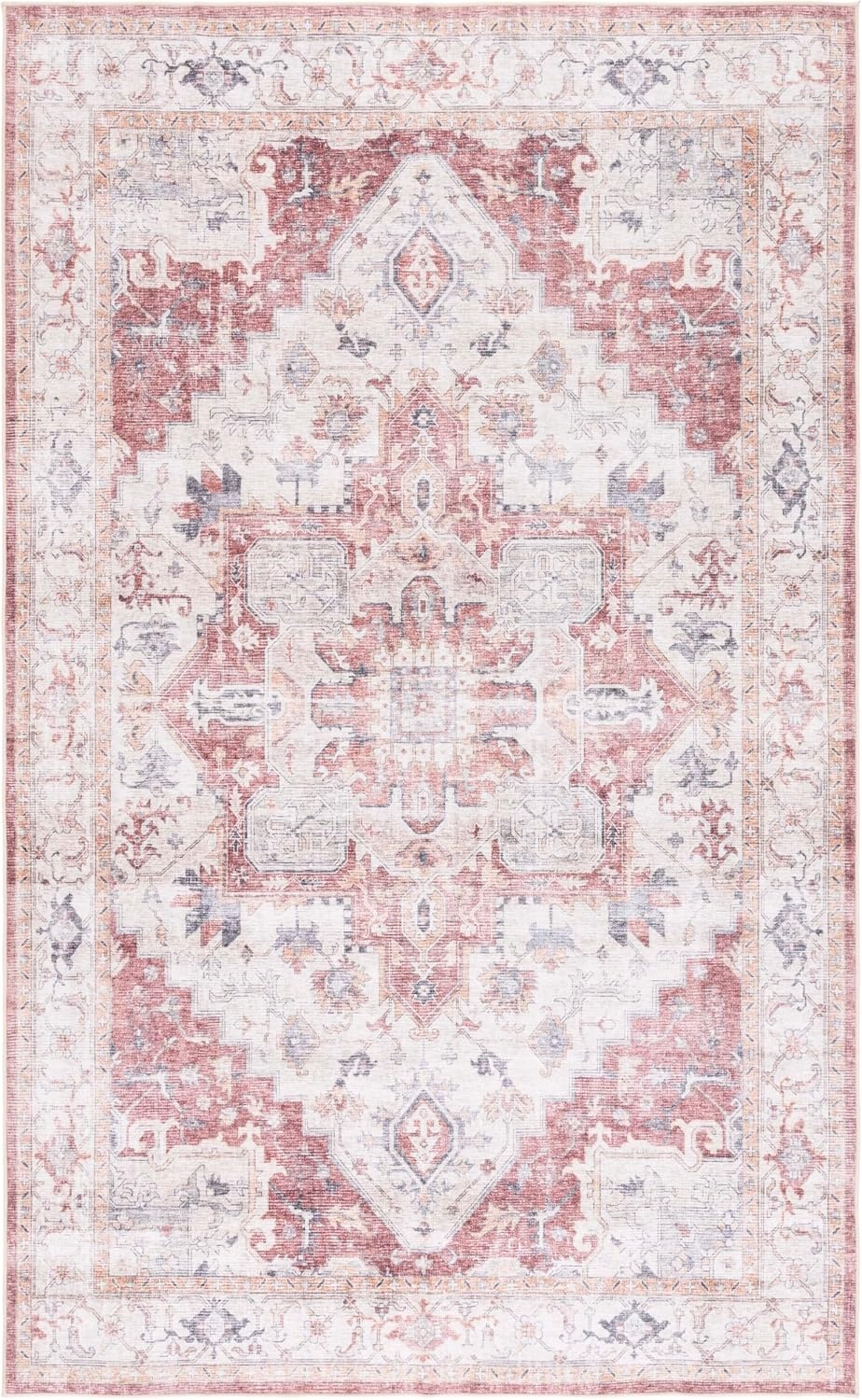 image:imageSAFAVIEH Washable Rug Arizona Collection 8 x 10 Blue amp Beige Slip Resistant amp Easy to Clean Ideal for Living Room Bedroom Home Office Dining Space ARZ523MBeigeRust