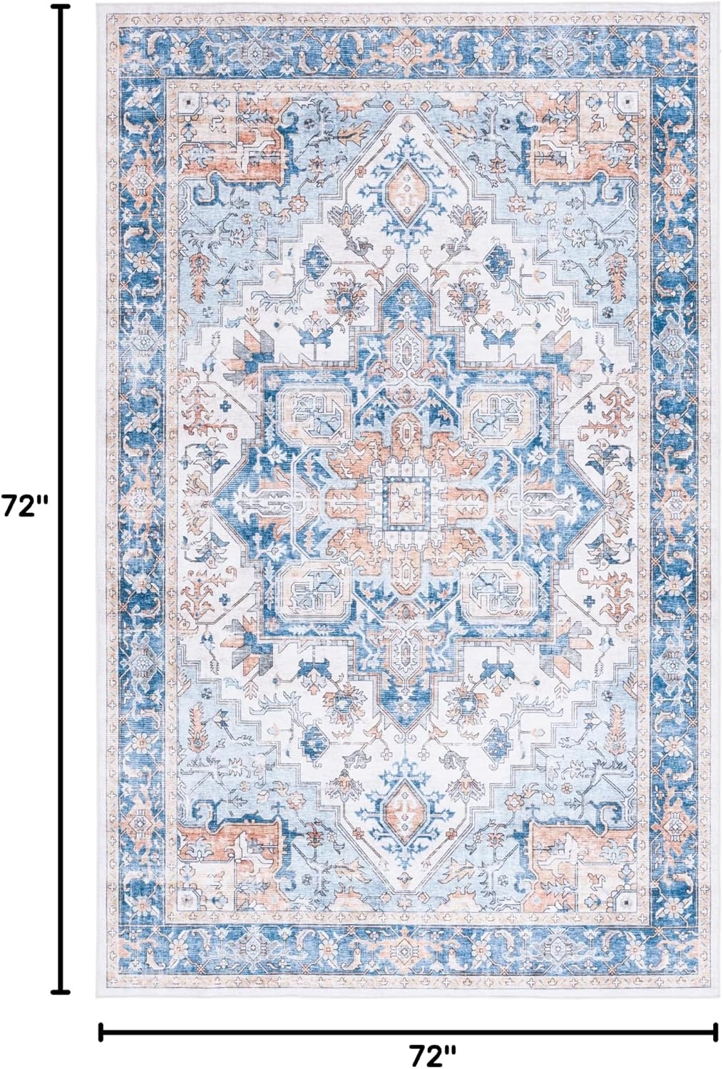 image:imageSAFAVIEH Washable Rug Arizona Collection 8 x 10 Blue amp Beige Slip Resistant amp Easy to Clean Ideal for Living Room Bedroom Home Office Dining Space ARZ523MBlueBeige