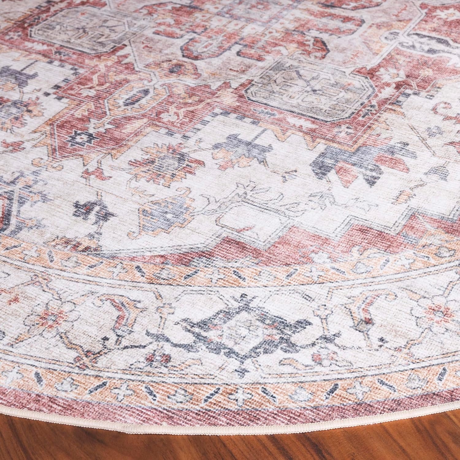 image:imageSAFAVIEH Washable Rug Arizona Collection 8 x 10 Blue amp Beige Slip Resistant amp Easy to Clean Ideal for Living Room Bedroom Home Office Dining Space ARZ523MBeigeRust